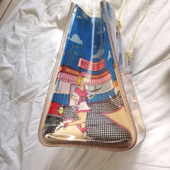 VINTAGE 1950 GRAPHIC AMERICAN TOPICS CLEAR LUCITE PURSE - Picture 6 of 12